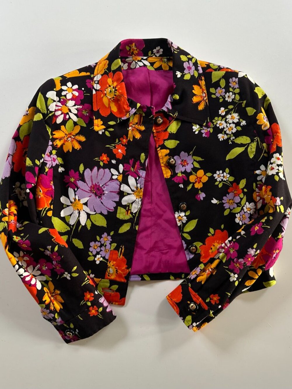 Vintage Floral Cropped Jacket XS | 70s Inspired Statement Jacket - Picture 7 of 9